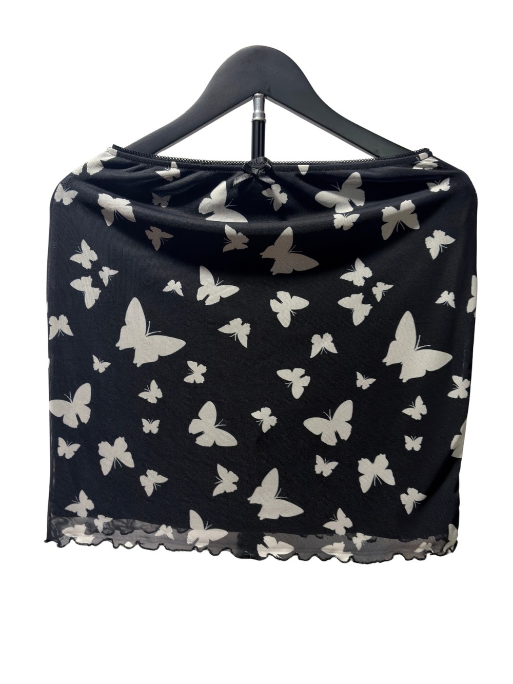 wild fable Black Mini Skirt with White Butterfly Print